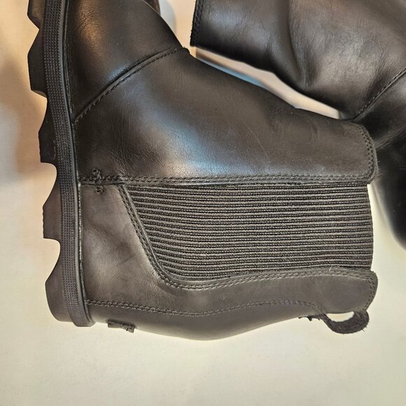Sorel Harlow Chelsea Boots Womens 11 Black Leather Slip On Elastic side inserts - Picture 7 of 15